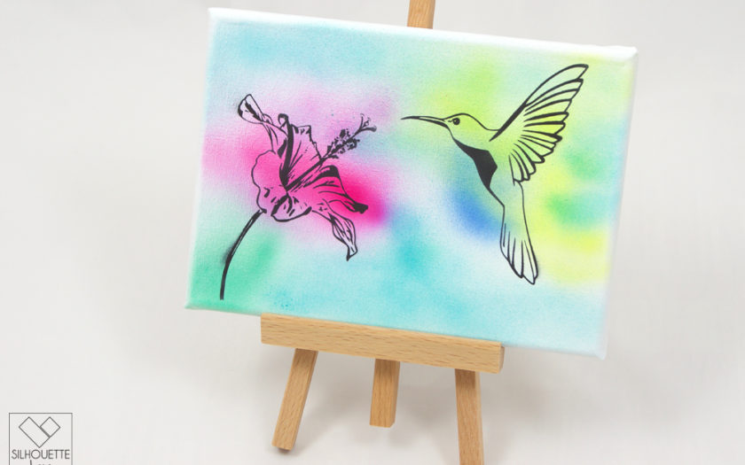 Kolibri und Hibiskusblüte Airbrush