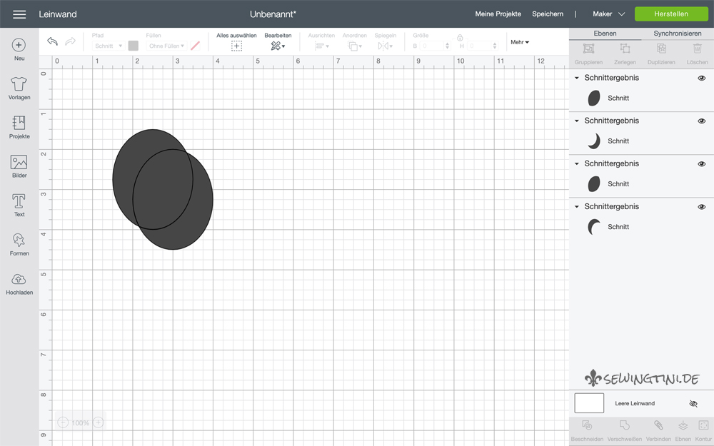 Beschneiden in Cricut Design Space - Slice