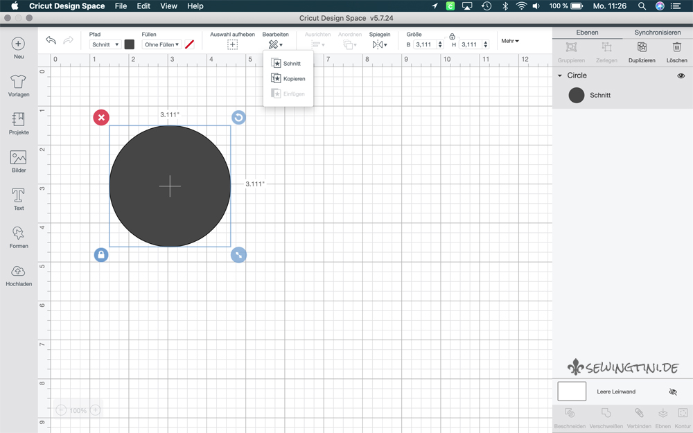 Bearbeiten in Cricut Design Space